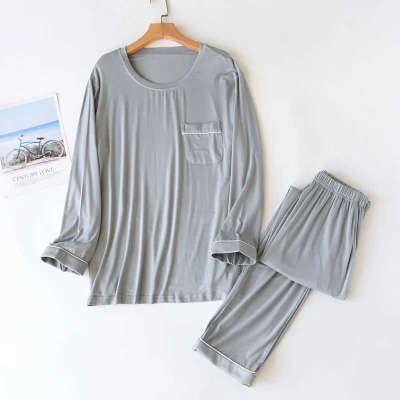 New Spring and Autumn Mens Pajamas Set Modal Long Sleeve Pants Two Piece Loose Oversize Home Suit Pajamas For Men Sleepwear W250717