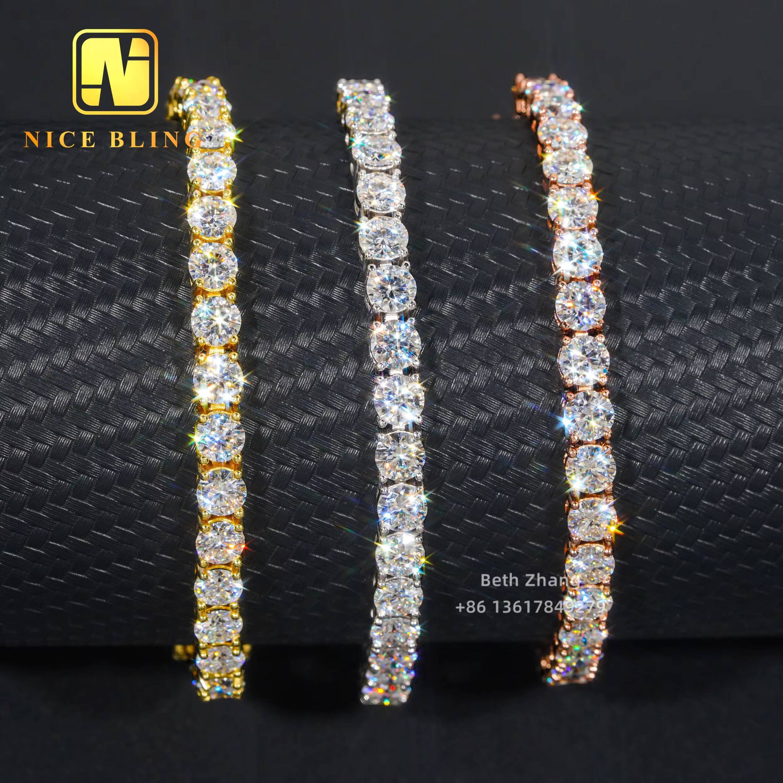 Iced Out Hip Hop Tennis Chains 2mm to 5mm VVS Moissanite Diamond Tennis Necklace Bracelet 925 Silver Fashion Jewelry