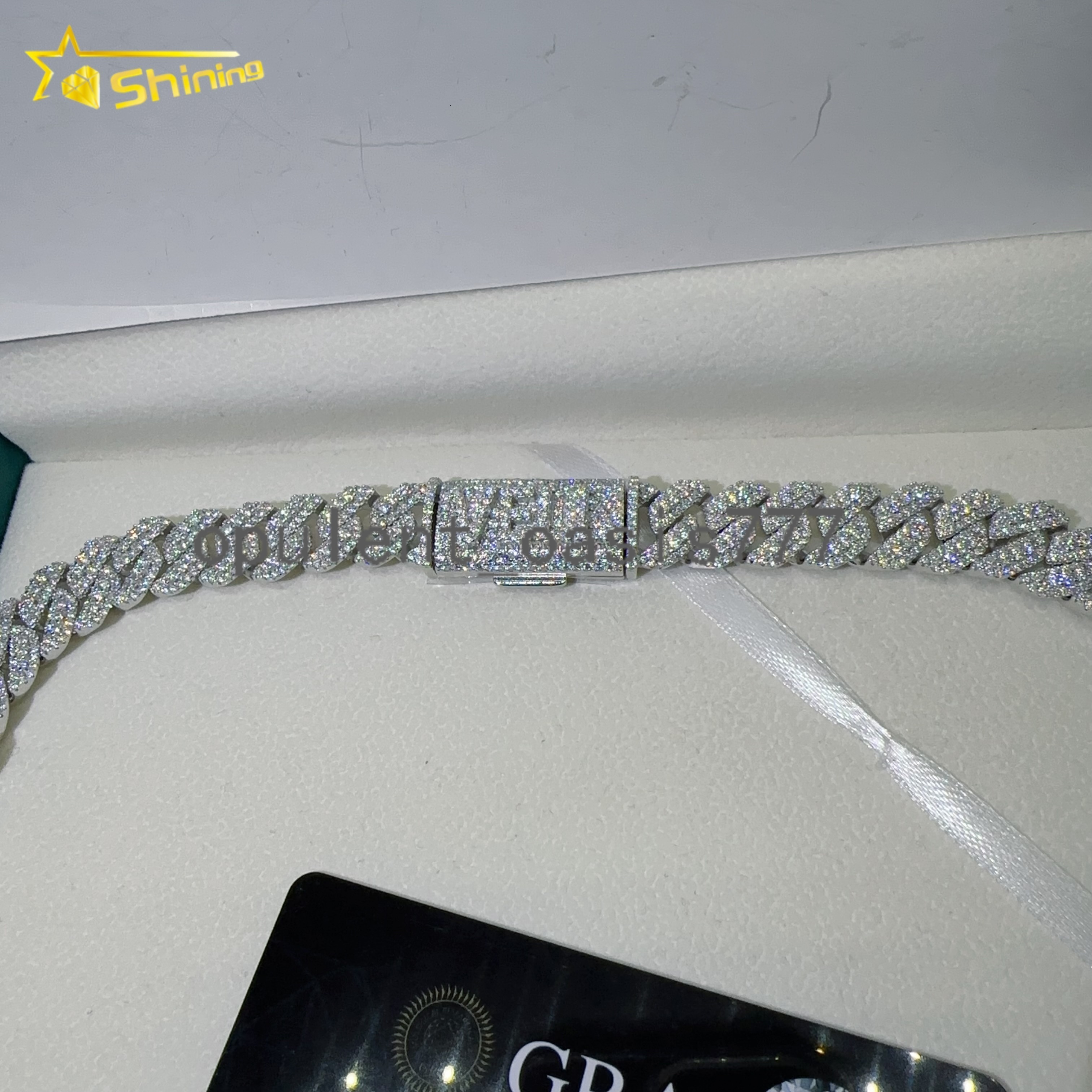 Pass Tester VVS Moissanite Lab Diamond Silver 925 Cuban Necklace and Chain Hip Hop Iced Out Jewelry 10mm Cuban Link Chain