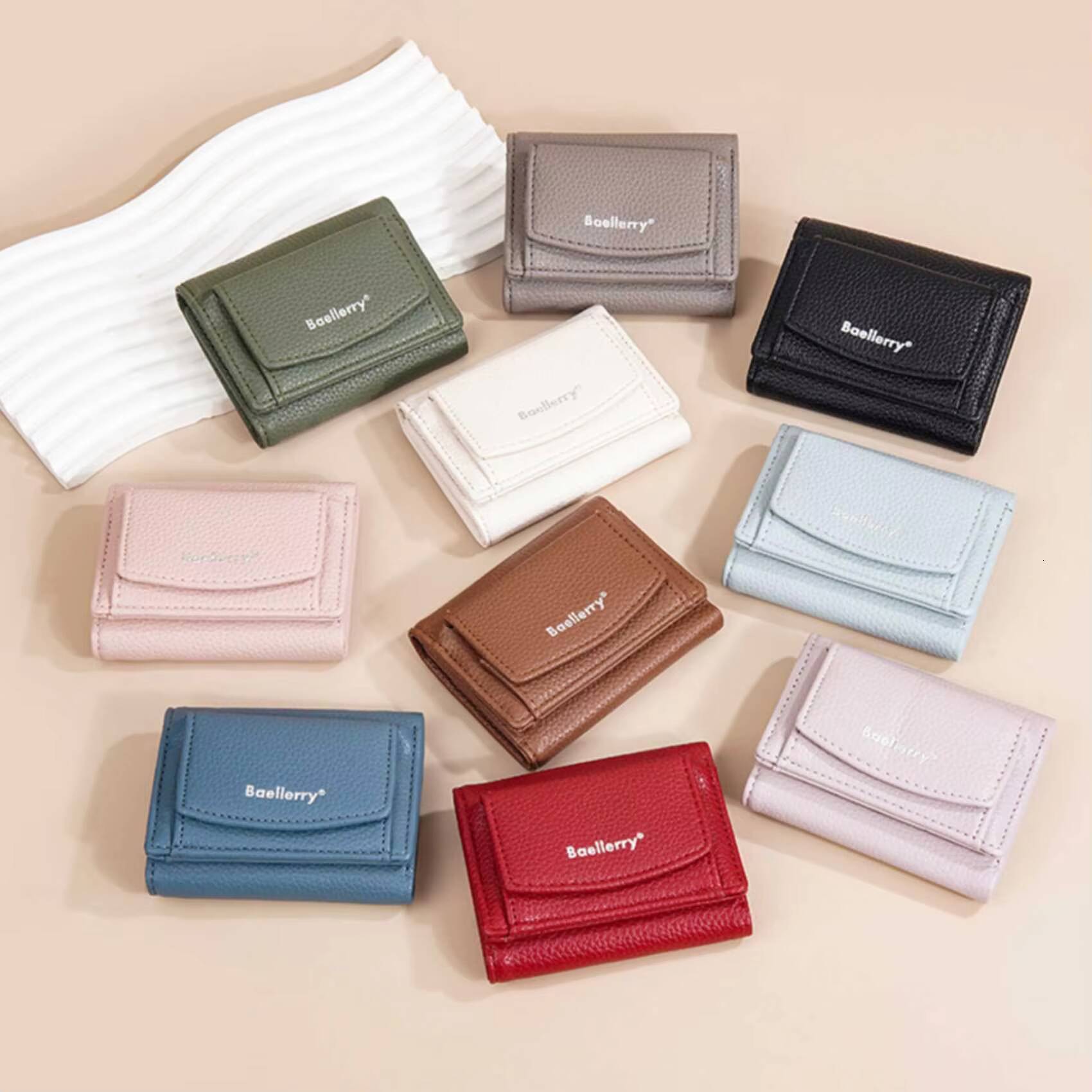 Solid Color Multi-Card Trifold Coin Fashion Casual New Womens Short Wallet Simple Mini Pu Purse Card Holder Gift Ladies ddmynov
