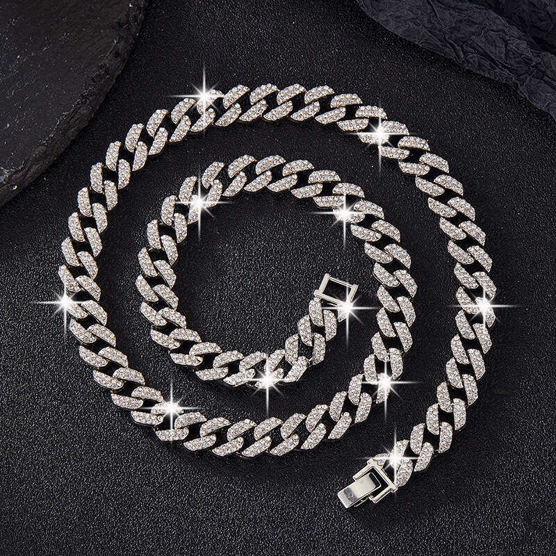 Style Necklace Personality Double Row Dia Alloy 10mm Hip-Hop Jewelry Hot Item