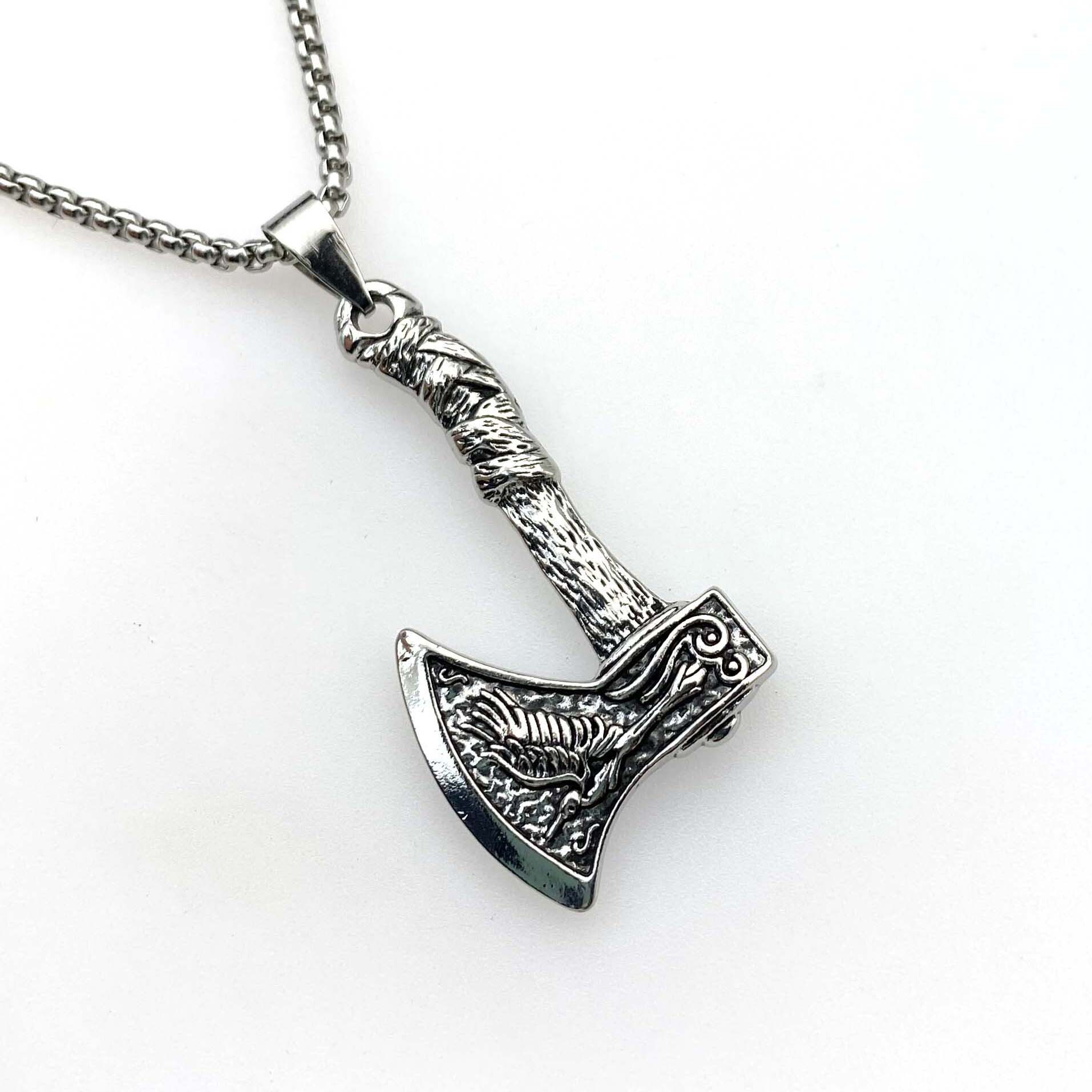 Luxury Jewelry Designer Jewelry Cross-border Hot-selling European And American Viking Pirate And Celtic Axe Alloy Pendant Stainless Steel Necklace Acc