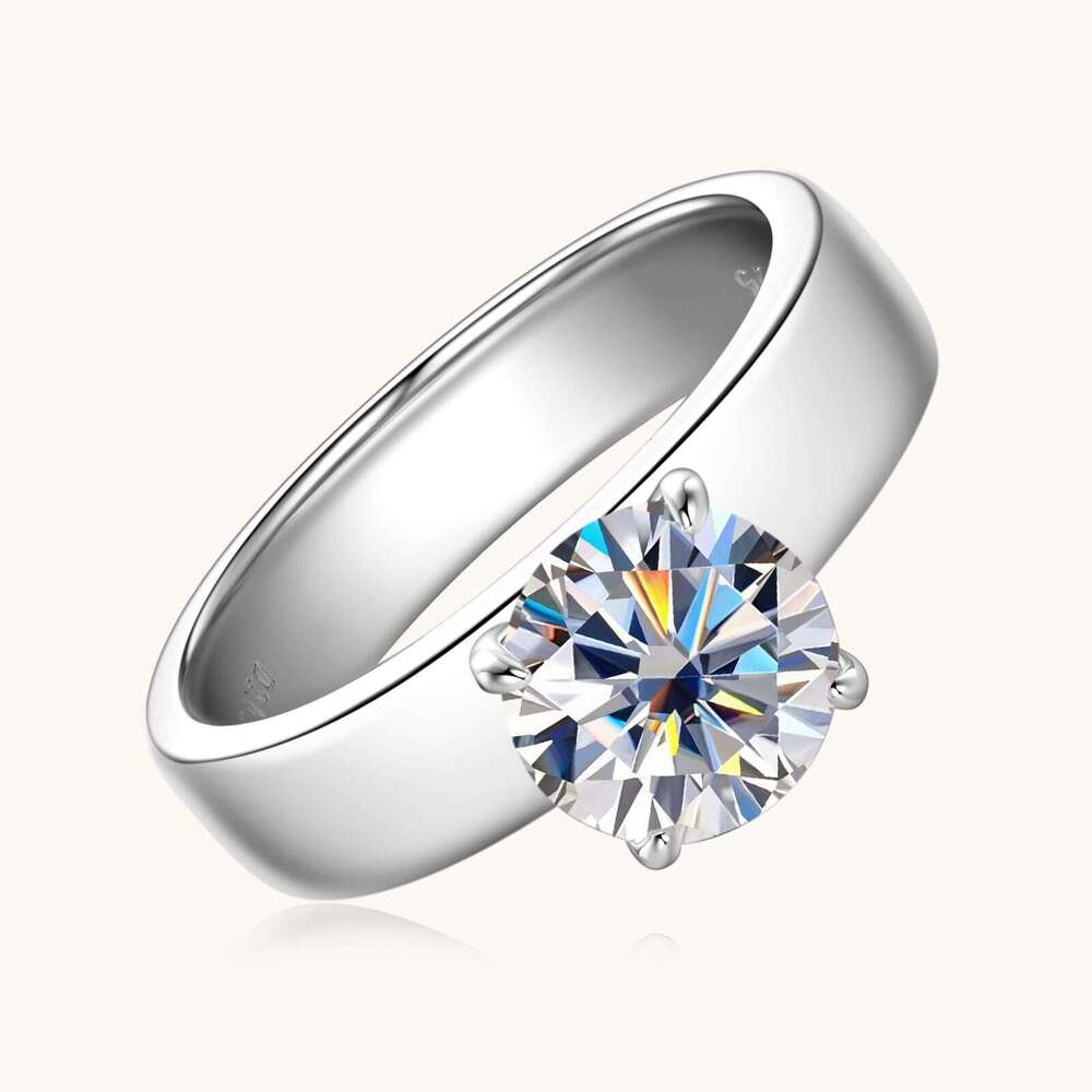 Simple Classic Women's 2 fashion D Color Moissanite Silver Gold Plated Ring 13D