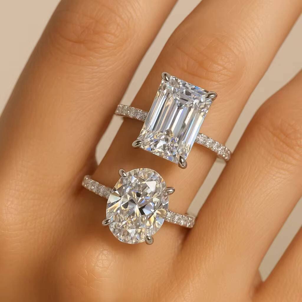 Wholesale 10K 14K 18K Gold Vvs Moissanite Engagement Rings Women 925 Silver Diamond Emerald Radiant Oval Cut Gold Ring Jewelry