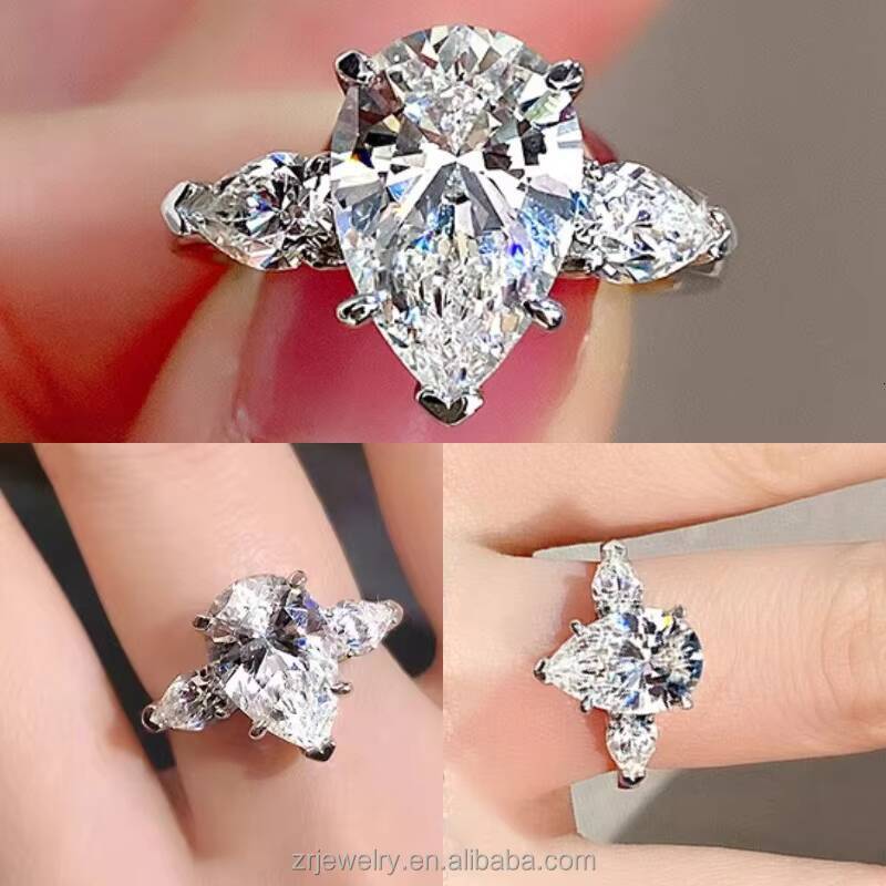 Wholesale 4ct Vvs Big All Moissanite Diamond Ring 925 Silver Diamond Fine Jewelry for Women