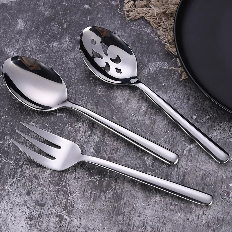 Dinnerware Sets New 430 Stainless Steel Spoon Strainer Fork Hygiene Avoid Cross Infection Public Health