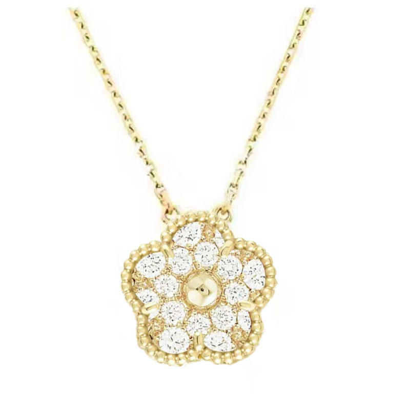 Luxury Crystal Clover Necklace 4/four Single Flower Diamond Pendant 18k Gold Necklace Stainless Steel Women's Designer Necklace Jewelry