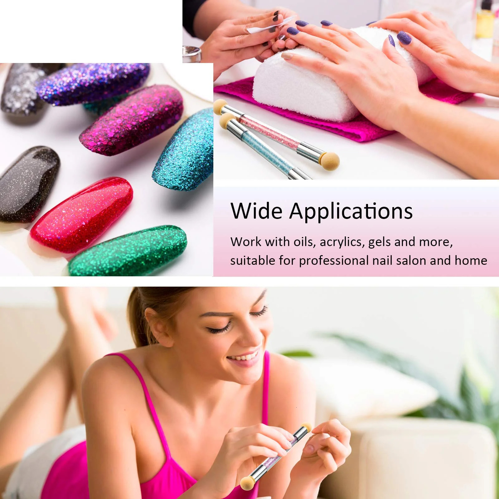 Sponge Nail Brush Picking Dotting Gradient Pen Brush Double Head Sponge Nail Brush Handle Acrylic Nail Painting Brush 250716