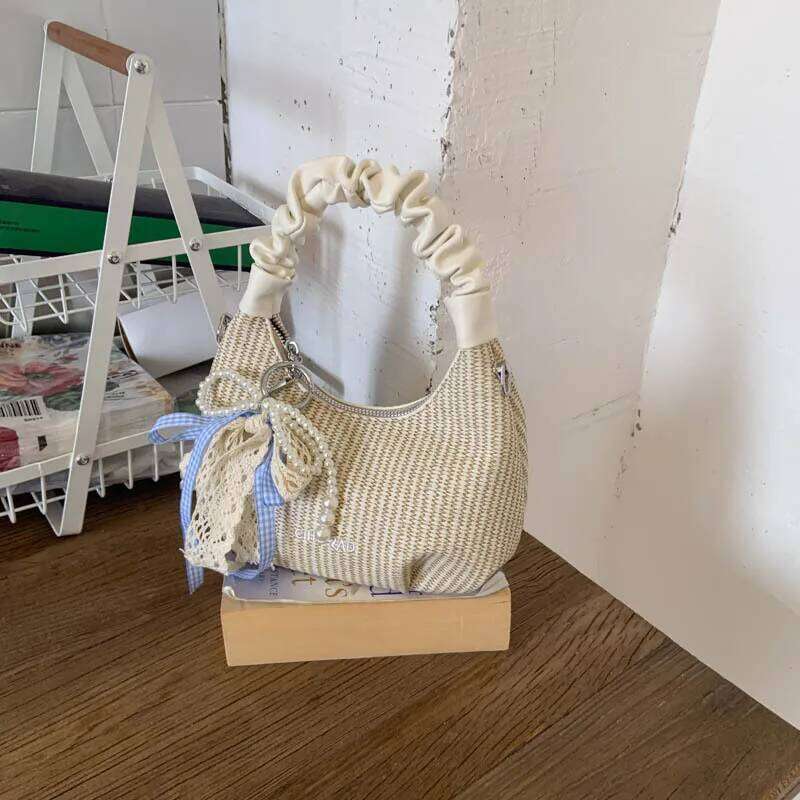 2025 Summer Women's Woven Pleated Handbag Fashion Chain Crossbody Shoulder Casual Versatile Purse Tote Bag For Ladies