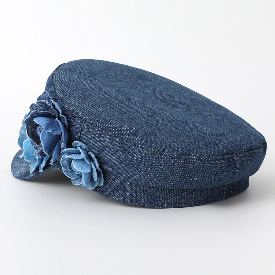 Womens Denim Beret Fashion Ladies Trendy Flat Top Captain Military Caps 250716