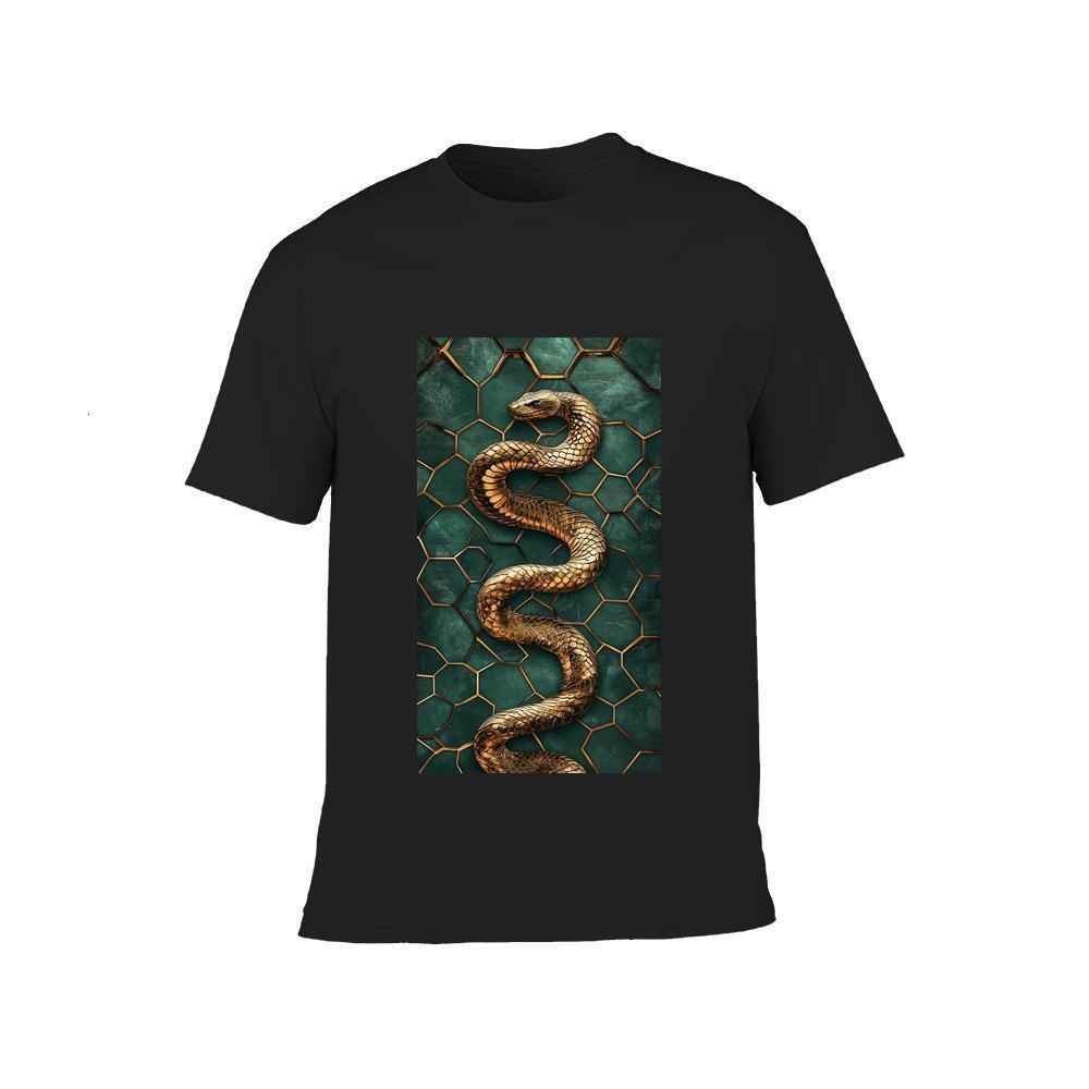 ddmywed Boy and girl Children's T-shirt T-shirt with an image of snake on a green background