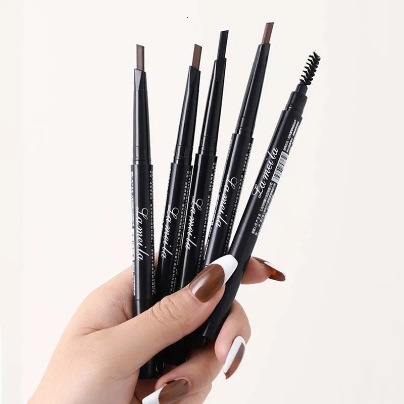 4 Color Waterproof Matte Eyebrow Pen Makeup Double Head Long Lasting Brown Non-Smudged Eye Brow Pencil Tint with Brush Cosmetics 250712