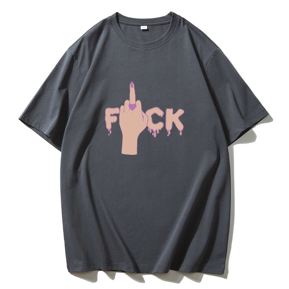 Ins Style Printed T-Shirt For Women, Summer New Versatile Loose Round Neck Pure Cotton Short Sleeve Top B5