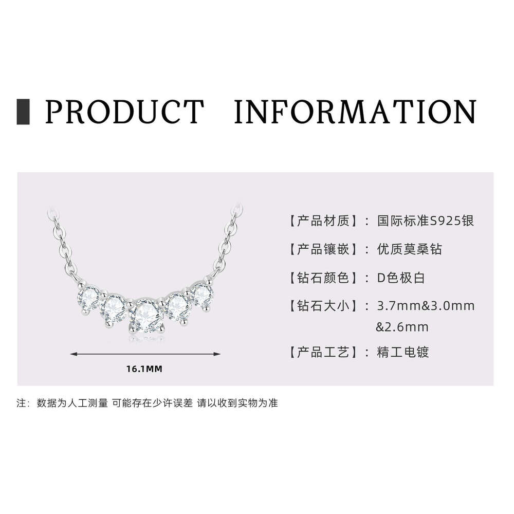 Fashion Design Sense Light Smile Necklace Moissanite Sterling Sier Gold-Plated Row Dia Pendant New Model 99F