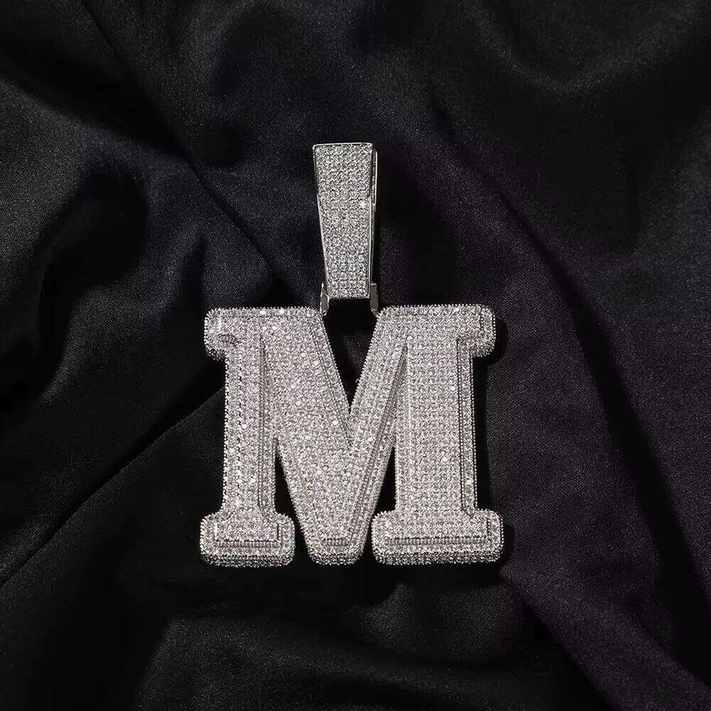 High Quality Full Dias Letter Initial Name M Jewelry Personalized Custom Hiphop Pendant Necklace