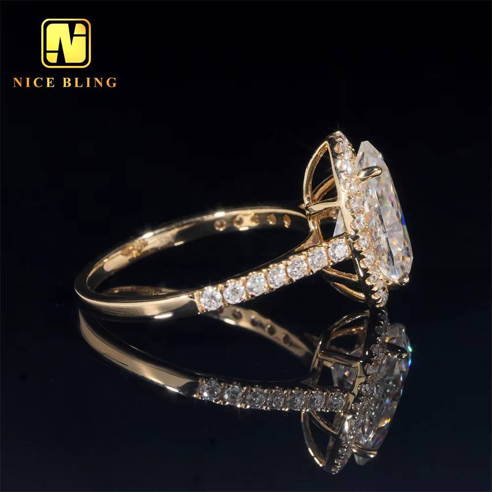 14K Gold Diamond Rings Women Cheap Price VVS Moissanite Pear Cut Ring Moissanite Engagement Ring for Women