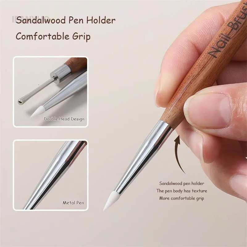 Double Head Nail Art Brush Silicone Spatula Brush Carving Flower Painting Pen Stainless Steel UV Glue Mixed DIY Manicure Tools 250716