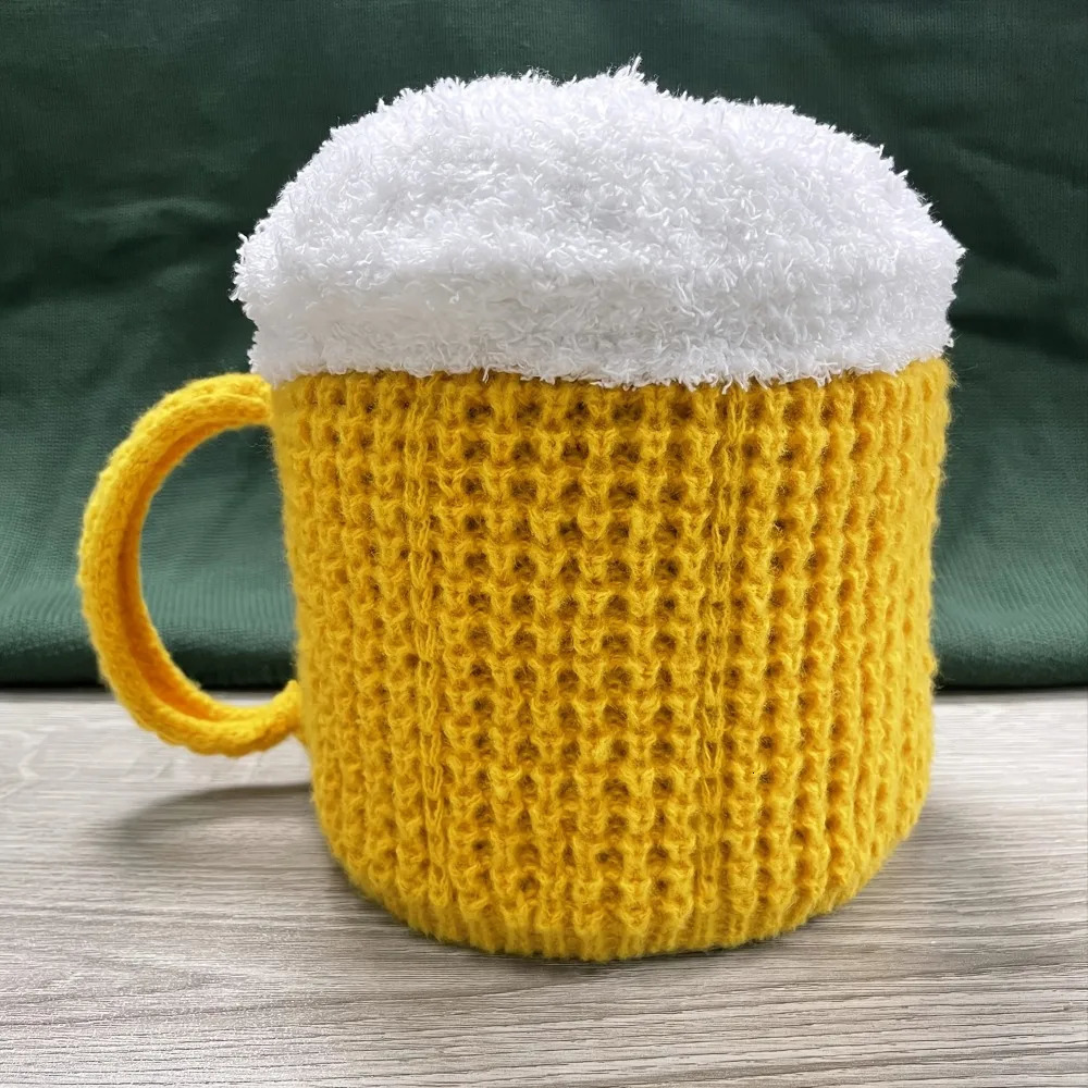 3D Beer Cup Hat Funny Creative Knitted Pullover Cap Autumn Winter Versatile Unisex Warm Hairline Cap Beer Lovers Year Presents 250717