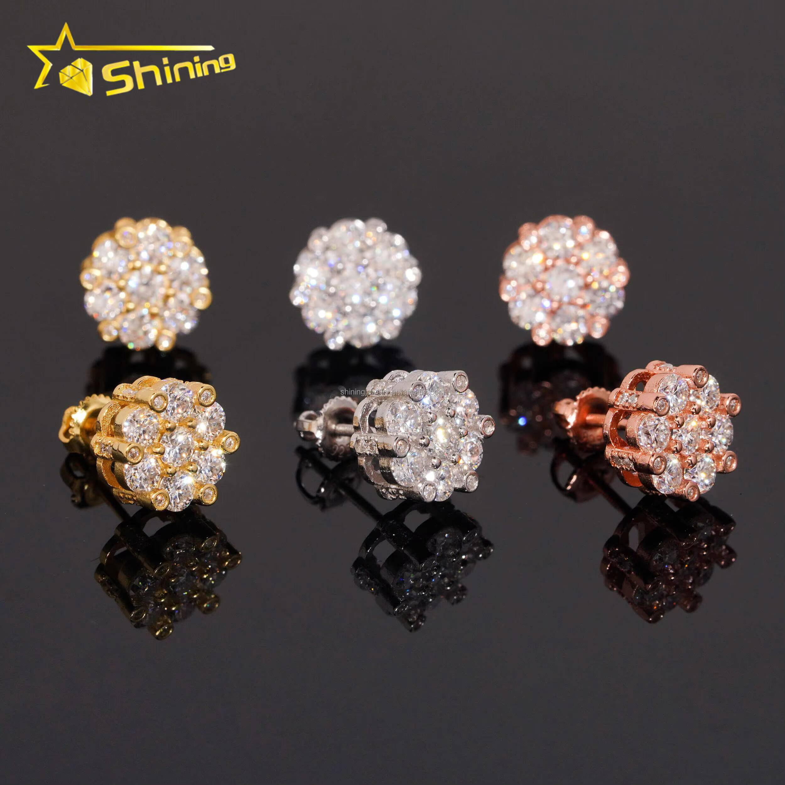 Luxury Fire Hot Selling Moissanite Stud Earrings GRA Certified 925 Sterling Silver Unisex Jewelry 925 Flower Shape Stud Earrings