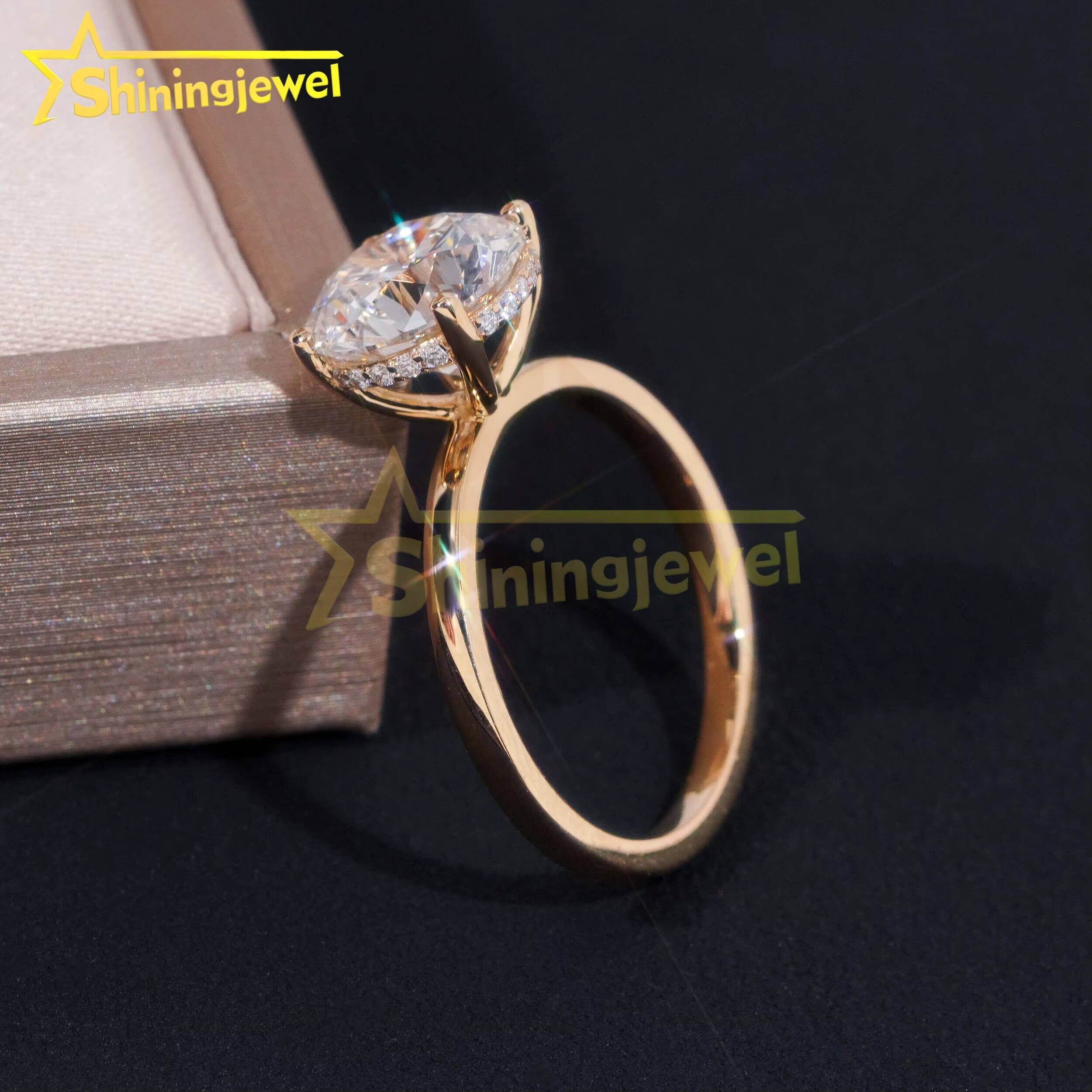 Customized Classical Lab Diamonds10K 14K 18K Solid Gold GRA Moissanite Pass Diamond Tester Solitaire Wedding Rings Fine Jewelry