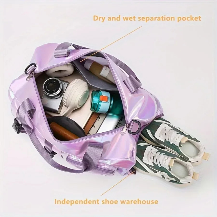 Large Capacity WomenS Nylon Travel Duffel BagWeekender Gym Tote with Shoe Compartment Versatile Sports Fitness Carry-On 250714