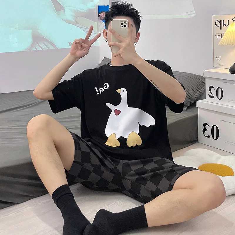 Men Cotton Pajamas Set Short Sleeve Shorts Plus Home Suit for Boys Casual Pajama Korean Loose Stylish Pajamas Summer New W250717