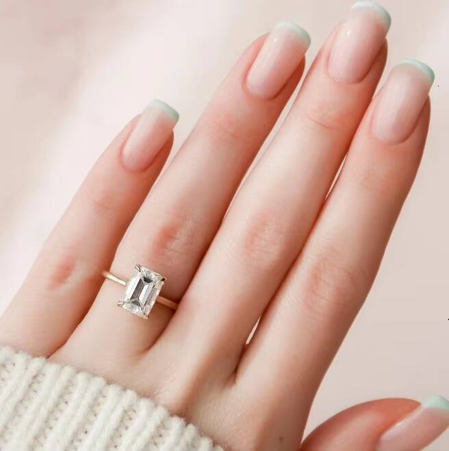 Custom Design 3 Ct Emerald Cut Moissanite Engagement Ring