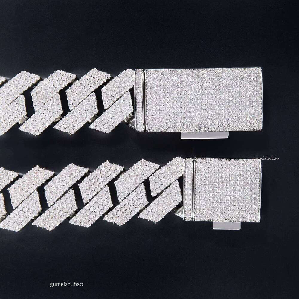 100% dia Designer necklacetestIced Out 4 Row 16mm VVS Silicon Stone Miami Cuban Chain Link Pass Tester GRA Hip Hop Sterling Sier Bracelet