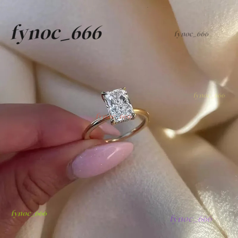 Minimalist 1-3ct Radiant Cut Moissanite Ring 925 Sterling Silver Engagement Solitaire Rings for Women Gold Plated Handmade Gifts