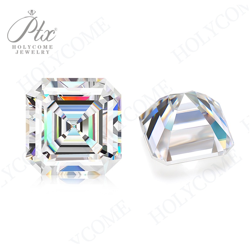 Holycome Wholesale Loose D Color Moissanite Diamond Asscher Cut 0.5CT to 10CT VVS GRA Certificates Lab Synthetic Diamond for DIY Jewelry Making