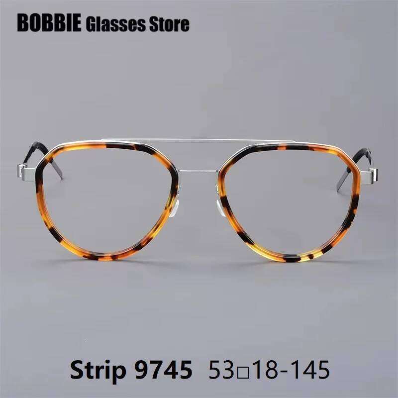Classic Pilot Glasses Frame Men Women Eyeglasses Gafas Prescription Lens Oval Eyewear Titanium Strip Denmark Brand Design 9745