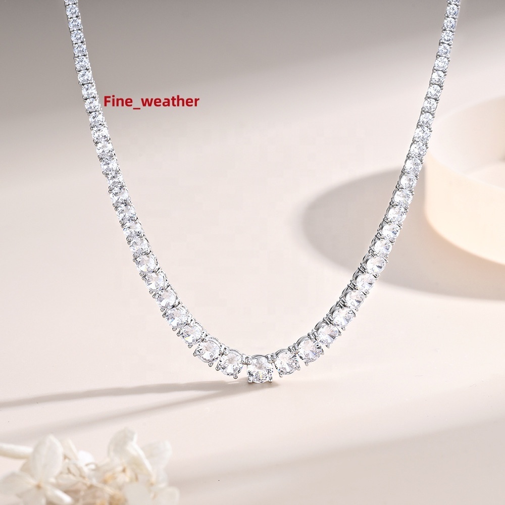 Elegant Dainty 2-6mm Moissanite Tennis Necklace with Luxury Fine Chains Stylish Luxurious Jewelry