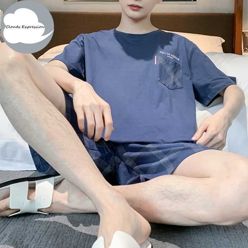 Summer Plus 4XL Knitted Pjs Short Sleeve Mens Pajamas Sets Male Pajama Set Plaid Pajama For Men Sleepwear Suits Homewear Fashion W250717