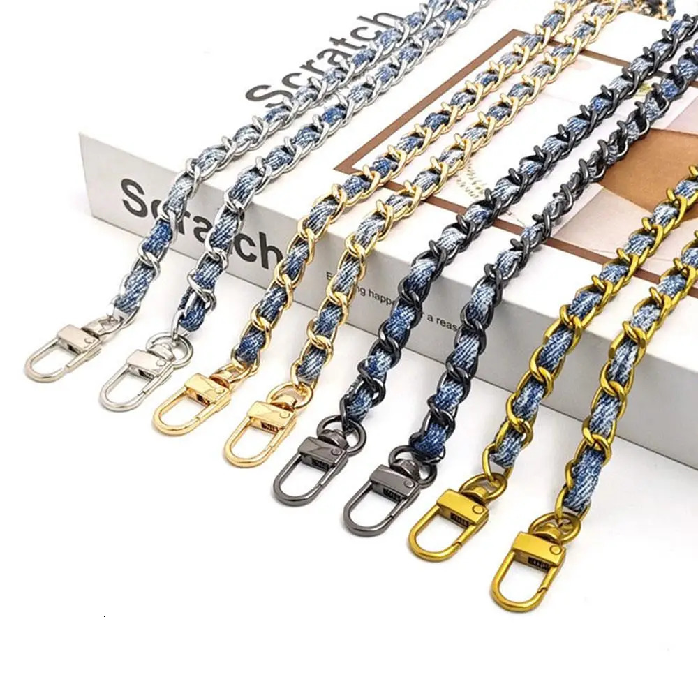120cm Metal Aluminum Bag Chain Braided Denim Crossbody Bag Replacement Strap Hand-Woven Shoulder Handbag DIY Detachable Straps 250712