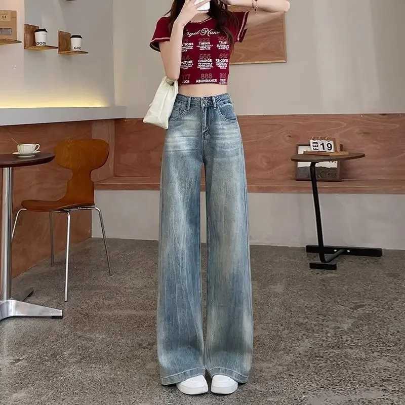 Wide Leg Denim Pants for Women Straight Woman Jeans Unique Luxury Designer Grunge Y2k Original Baggy 2000s Vibrant 90s Trousers R250716