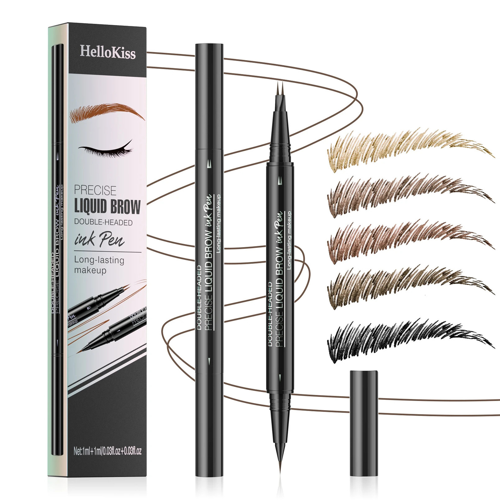 Dual-Ended Forked Tip Eyebrow Pencil with Brush 2-in-1 Waterproof and Smudge-Proof Precise Definition for Natural Looking Brow 250712