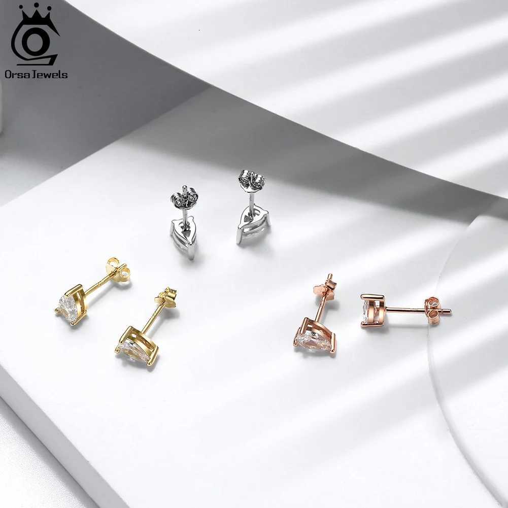 ORSAYEELS 925 Sterling Silver Clear Water Drop CZ Stud Earrings for Women Simple Wedding Anniversary Silver Fine Jewelry APE61 y250715