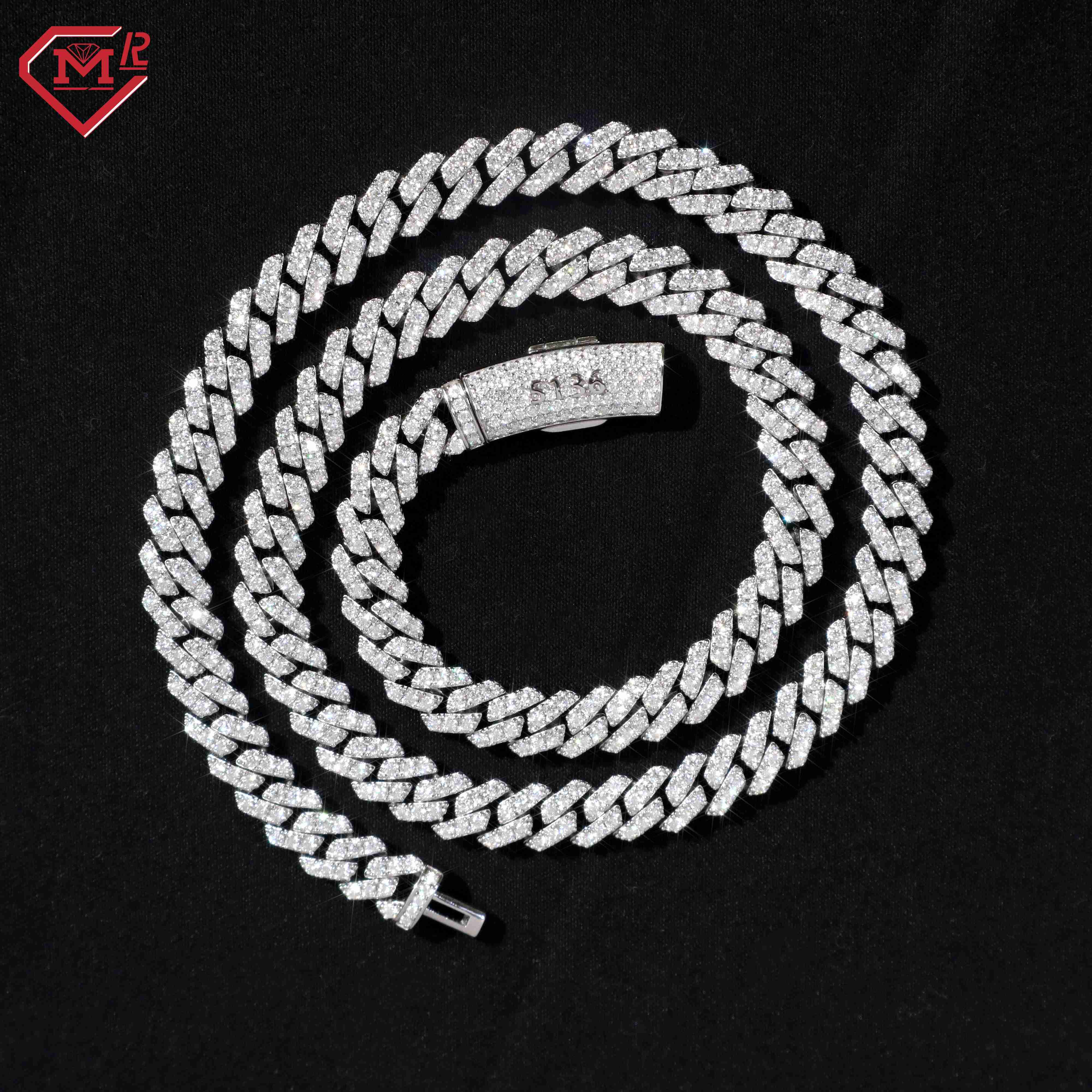Hip Hop Jewelry Cuban Link Chain 925 Silver Custom Iced Out Clasp Gra Certified VVS Moissanite Cuban Chain