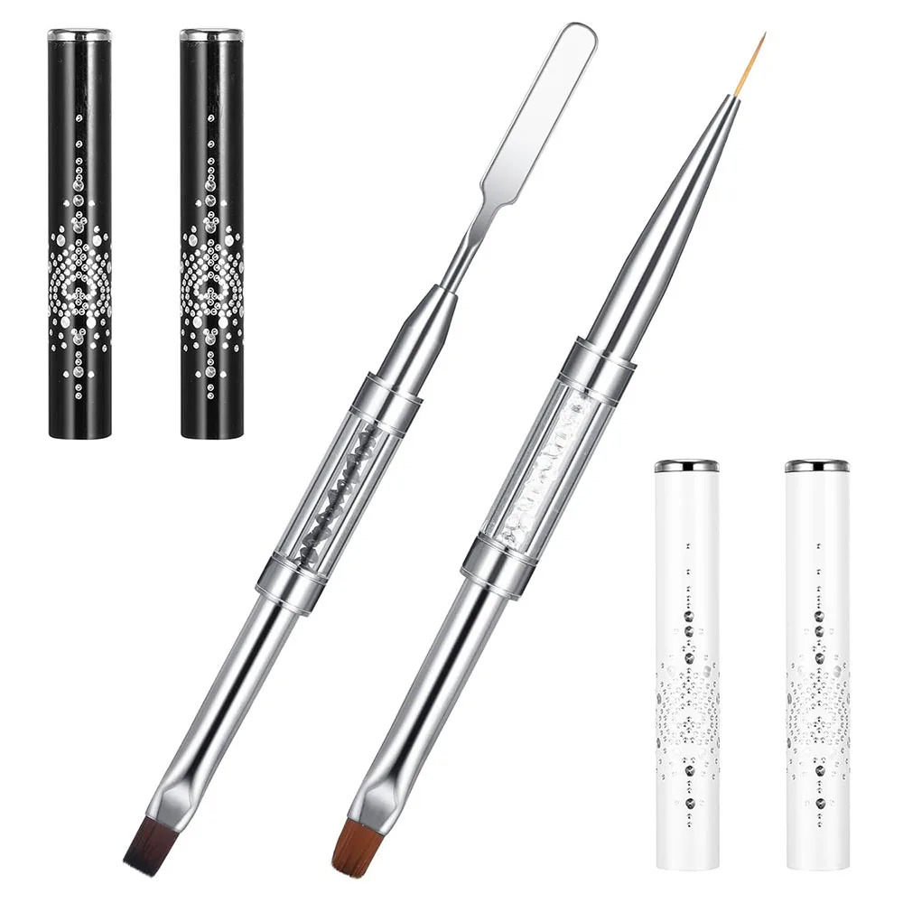 Dual-Ended Hard Nail Art Brush Builder Gel Rhinestone Handle French Tip for Manicure n Polish Gel Liner Professional Pen 250716