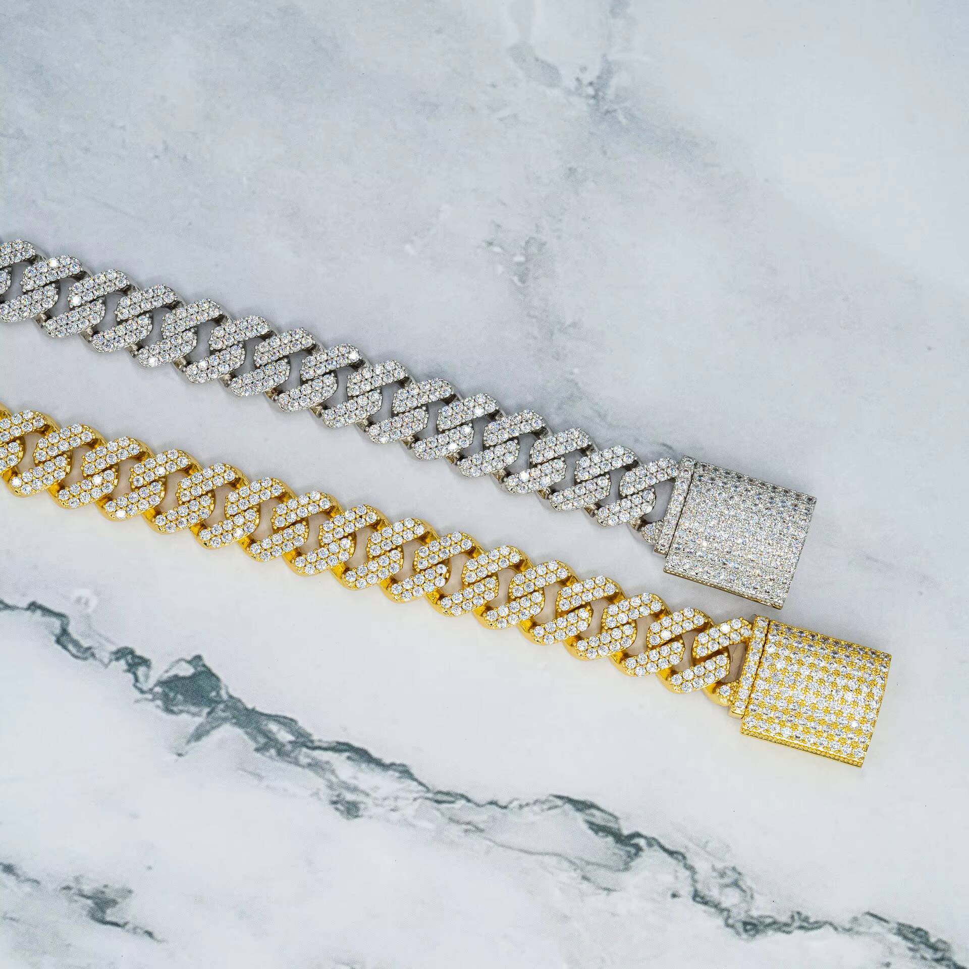 Hip Hop Jewelry D VVS Round Moissanite Diamond S925 Iced Out Moissanite Cuban Necklace Link Chain Jewelry