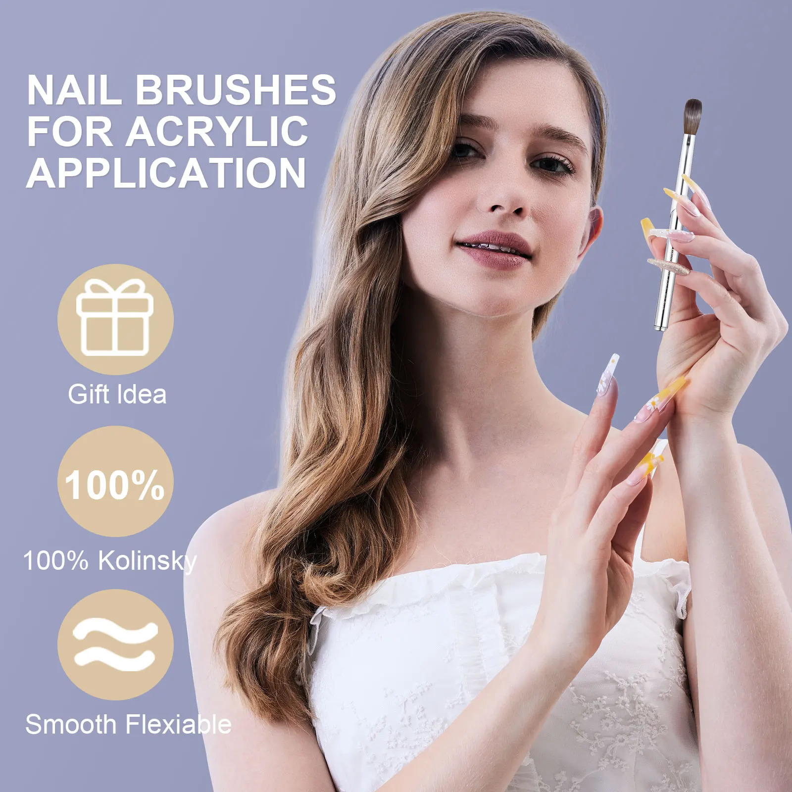 Shine Chance Acrylic Nail Art Brush 100% Pure Kolinsky Hair Oval Nail Brush for Acrylic Application Professional Nail Brush 250716