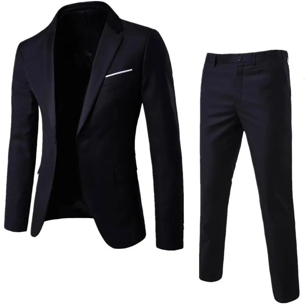 Men Pants Set Groom Wedding Blazers Slim Fit Turndown Collar One Button Pockets Suit Set Formal Suit Business Dress Suit 250715