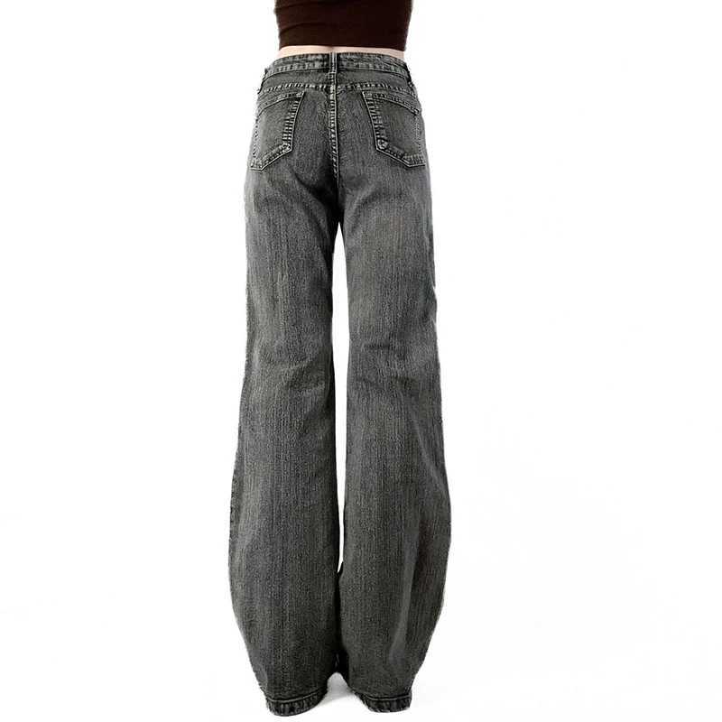 100% Cotton Elegant Embroidered Womens Straight Jeans Low Waist Sequined Print Denim Trouser Y2K Streetwear Pants Grunge Clothing R250716