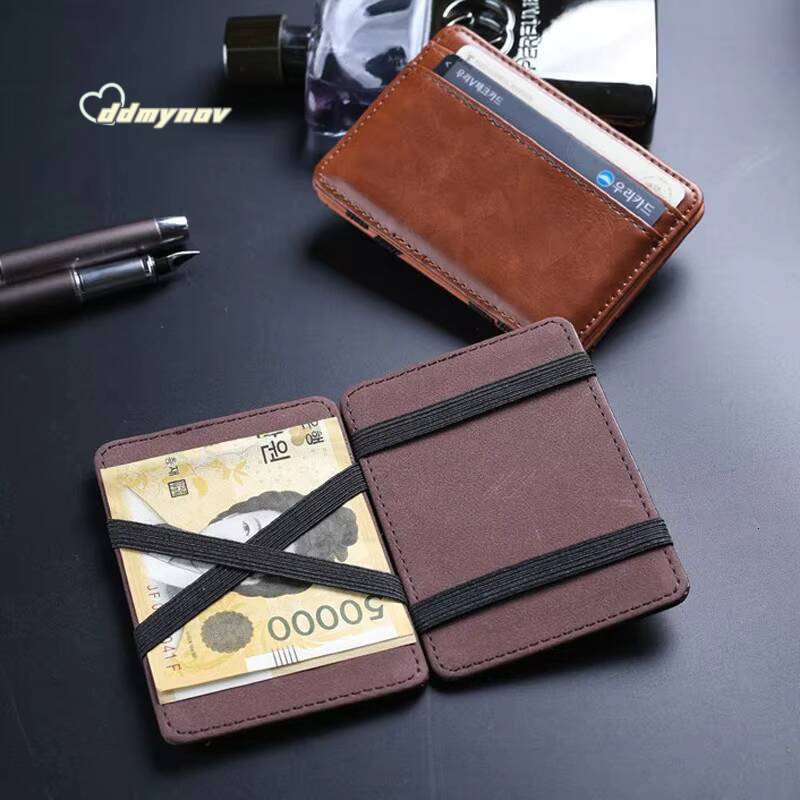 New Arrival High Quality Leather Magic Wallets Fashion Small Men Money Clips Card Purse Thin Cash Holder 3 Colors ddmynov