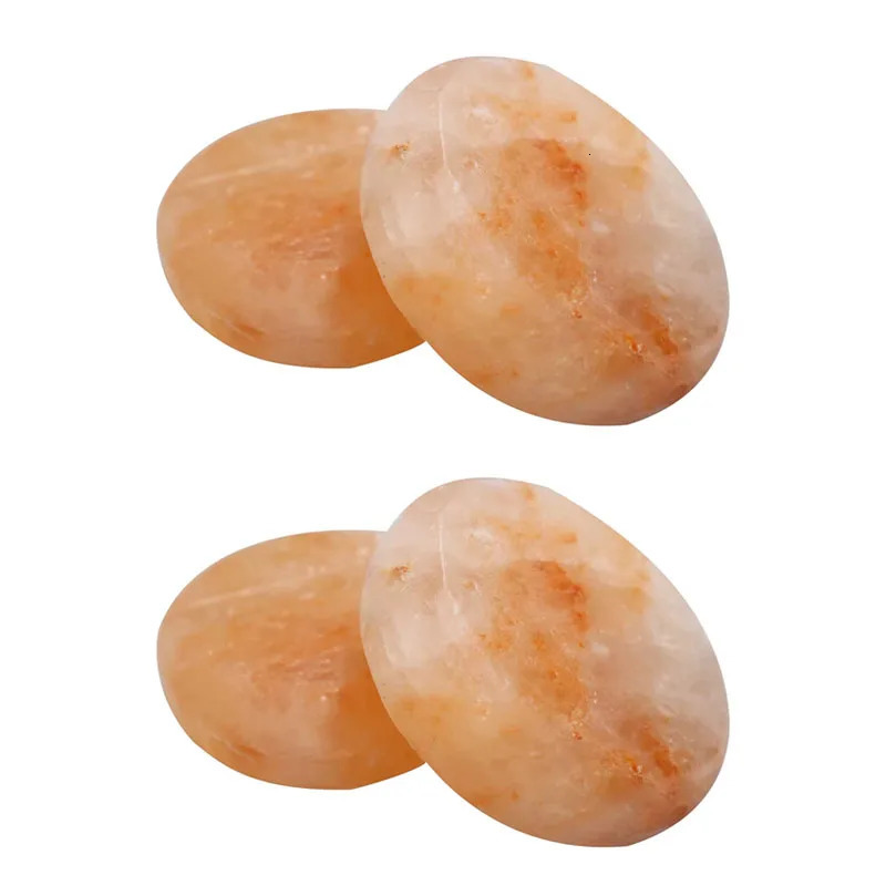 4PCS Stone Hydro Massage Oval Natural Himalayan Salt Pink Crystal Stone Promotes Blood Circulation 250716