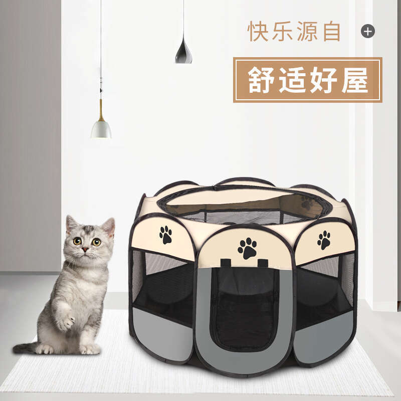 Dog Kennel Octagonal Playpen Pet Tent Oxford Cloth Scratch-Resistant Foldable Cage Maternity Bed Dog Cat House