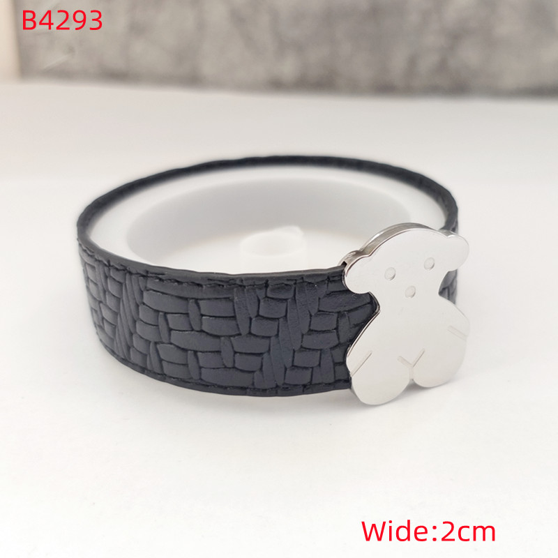 Fashion Women Men Silver Gold Bear Stainless Steel Round Pink Black Red Animal Wire Leather Bracelets Jewelry Pulsera Gift