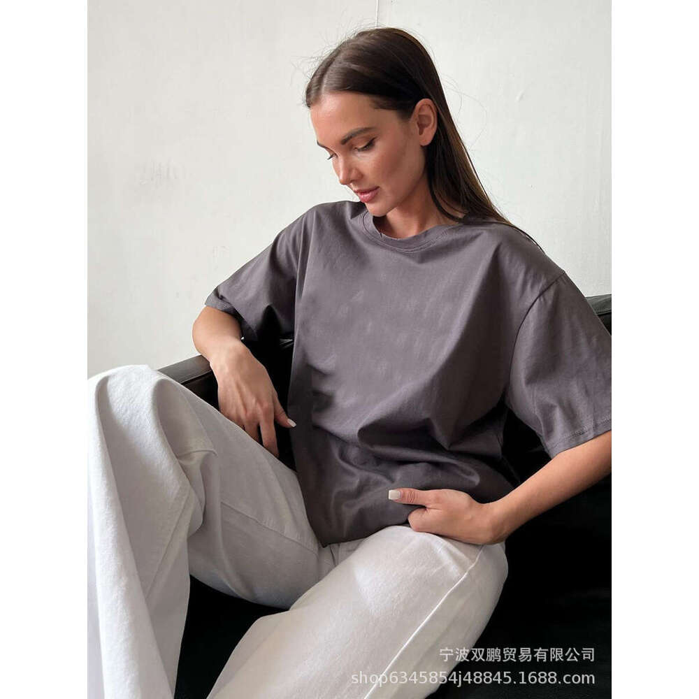 Spring/Summer New Solid Color Loose Fit Women's Short Sleeve Cotton T-Shirt Versatile Simple Top B5