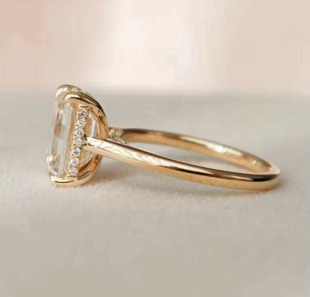 Custom Design 3 Ct Emerald Cut Moissanite Engagement Ring