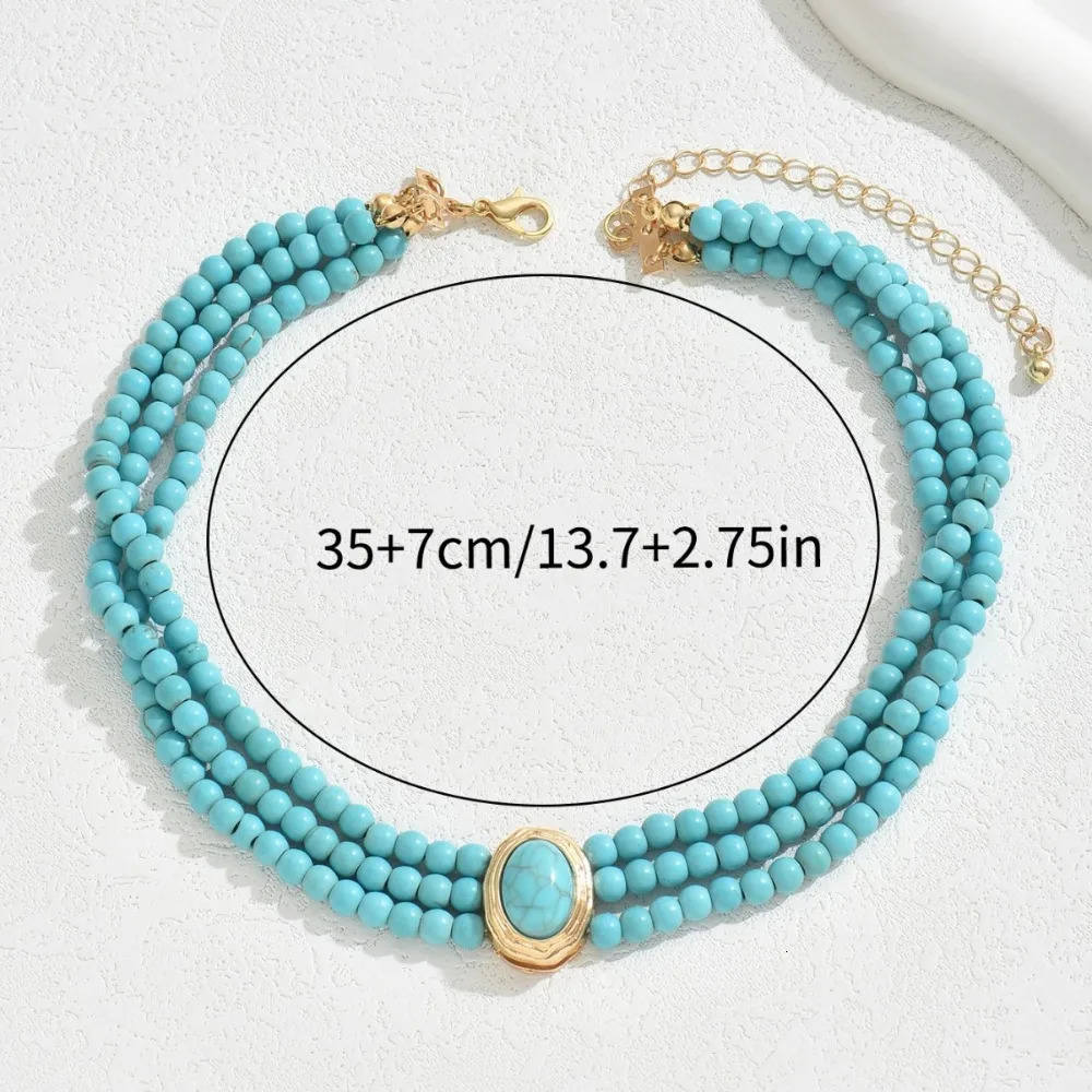 Multilayer Turquoise Beaded Choker Elegant Statement Fashionable Gift Idea Accessory 250717